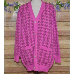 Buddy Love Twiggy Passion Fruit Cardigan Dress Houndstooth Sweater Oversized M/L